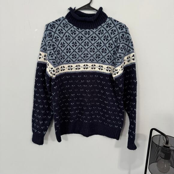 St. John's Bay Wool Blend High Neck Sweater Size Large Nordic Knit Fair Isle - Picture 1 of 8